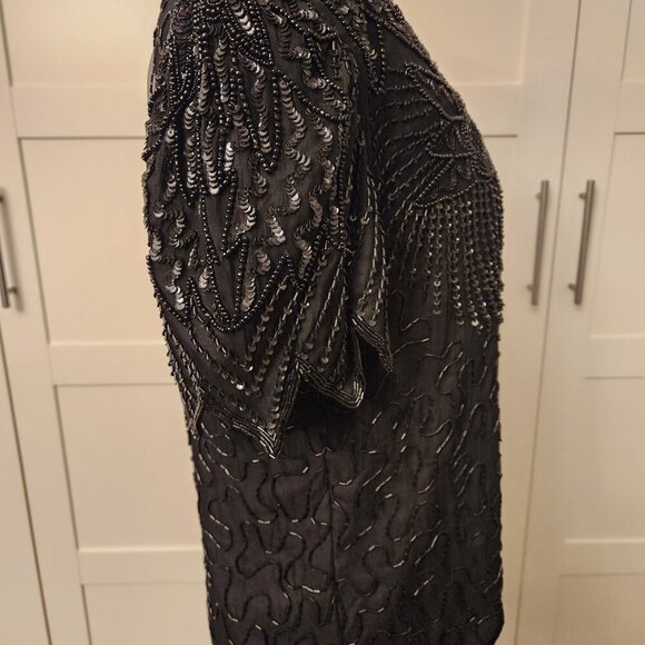 Denise Elle SILK BEADED & SEQUIN Blouse VINTAGE EUC SZ L - Picture 8 of 9